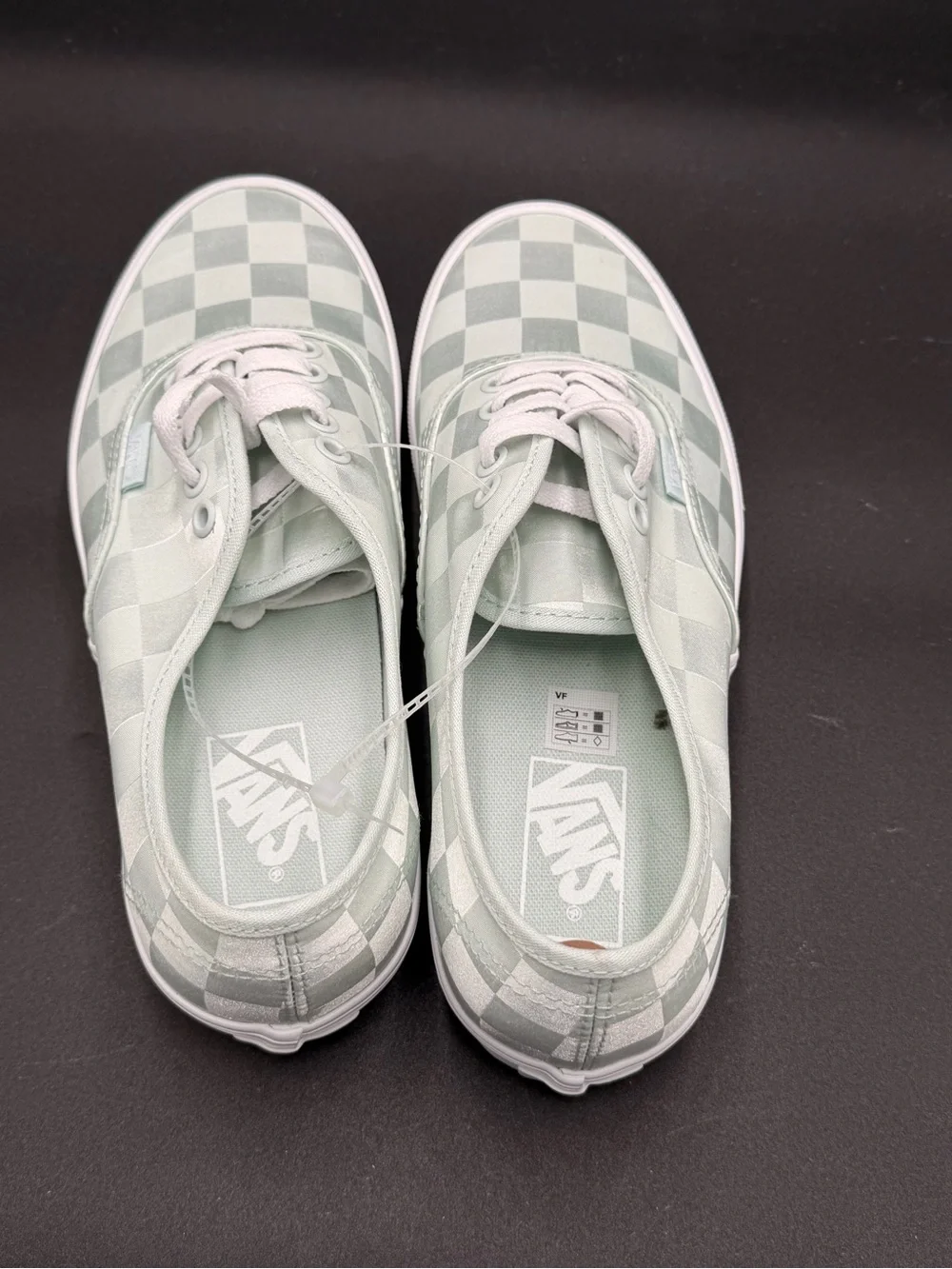 Vans Checkerboard Authentic Sneakers in Mint Green and White - Picture 4 of 4